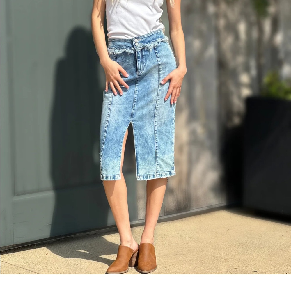 WashLabShop Denim Midi Skirt